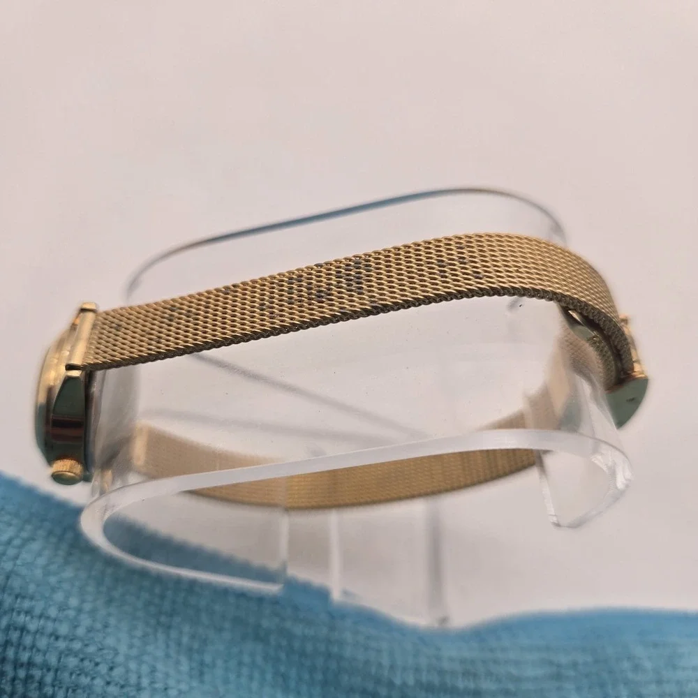 Vintage Bubbles Gold Tone Watch Quartz, New Battery, Working, Mesh Band